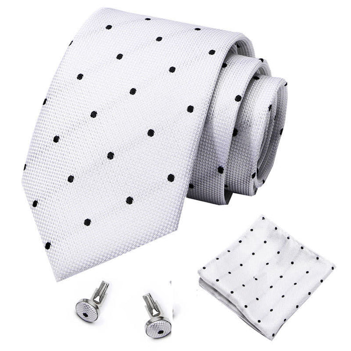 Lot de 3 cravates à pois blancs et noirs pour homme 