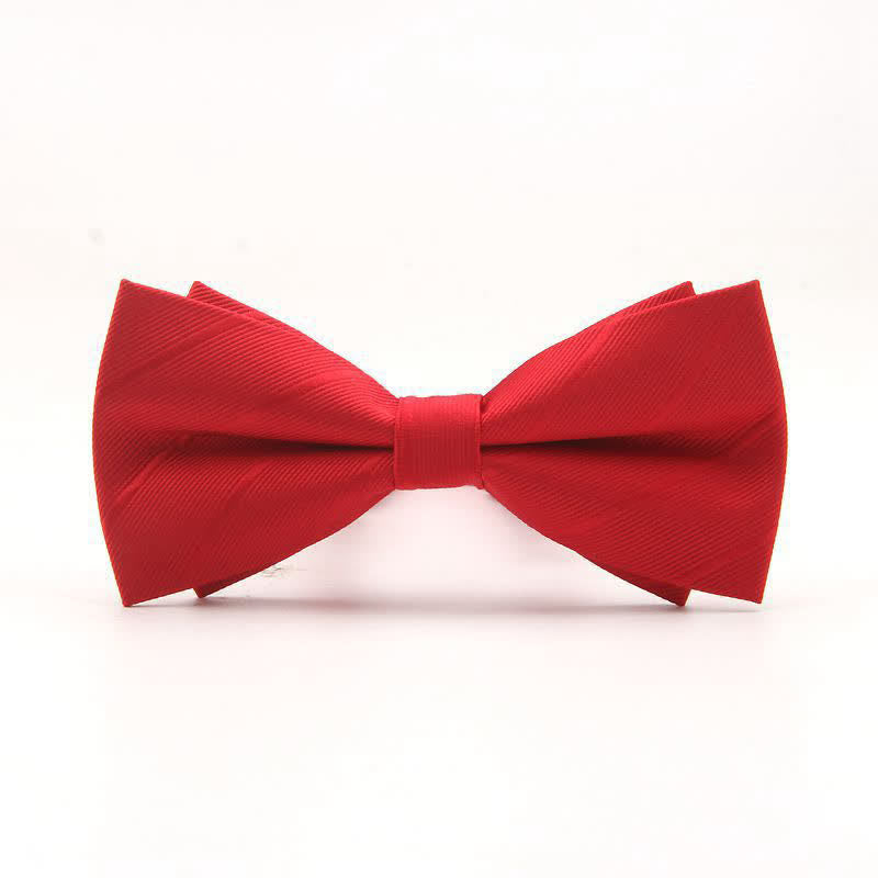 Nœud papillon uni à rayures double épaisseur pour homme