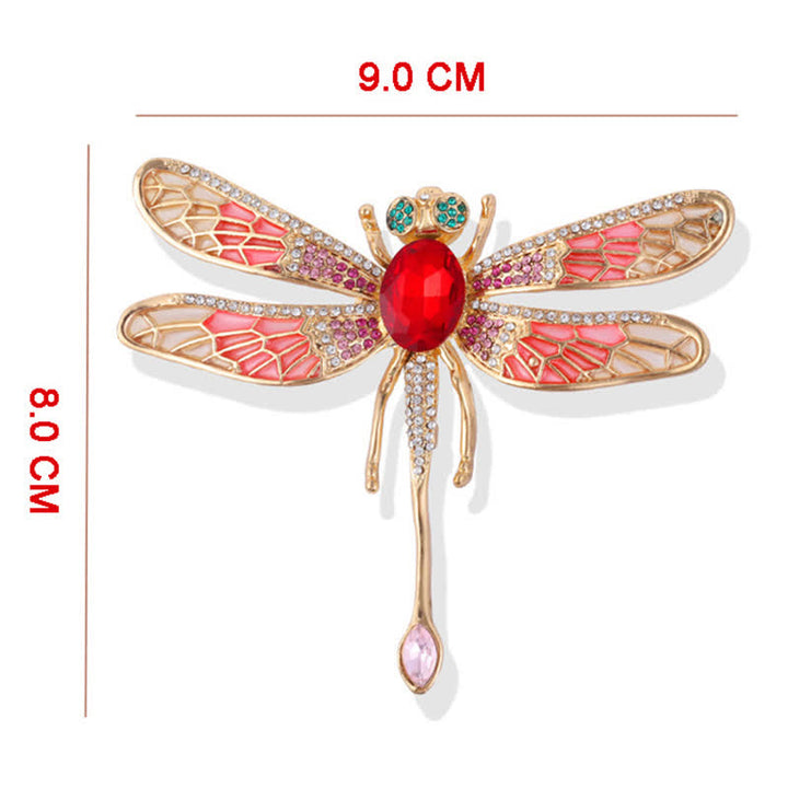 Broche luxueuse en strass pour femme en forme de libellule