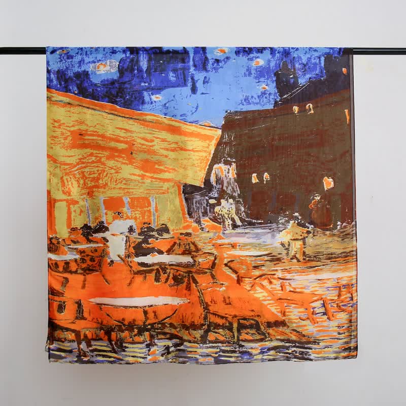 Écharpe fine à imprimé peinture à l'huile pour femme