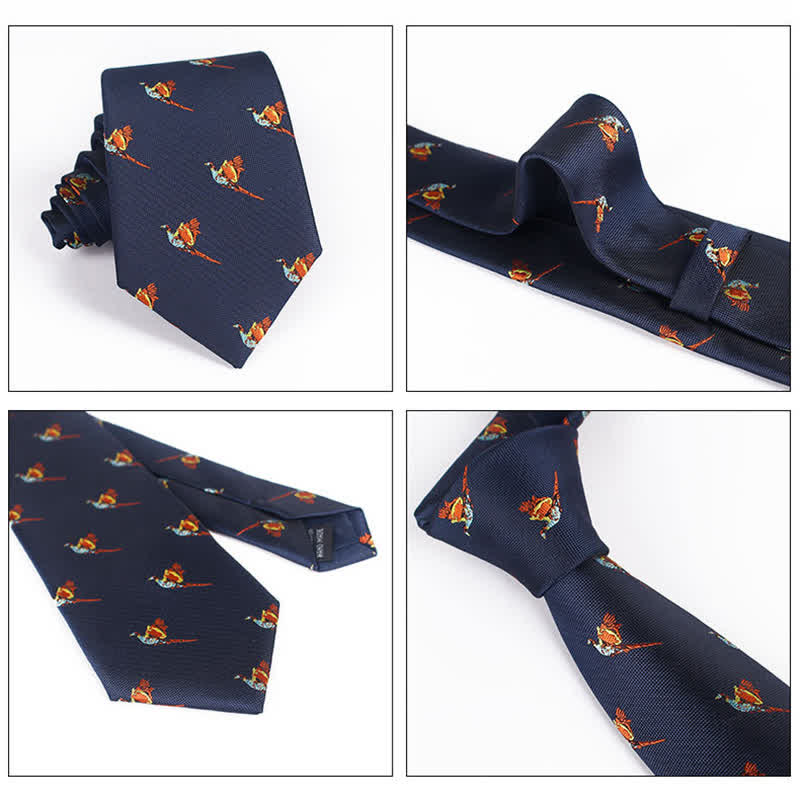 Cravate brodée pour homme avec oiseau volant