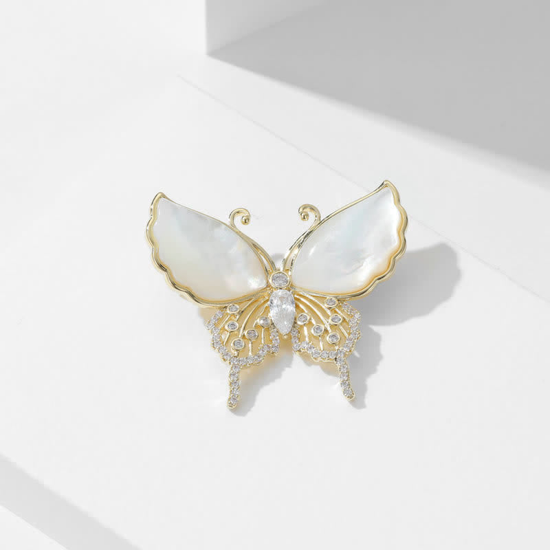 Broche papillon en coquillage naturel pour femme