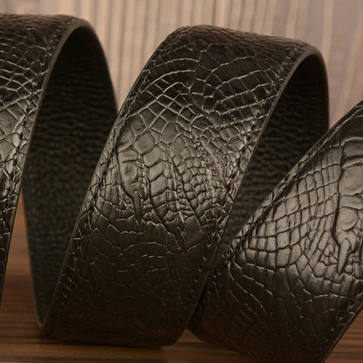 Ceinture en cuir pour homme avec motif crocodile et aigle sculpté