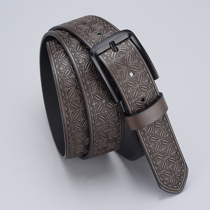 Ceinture en cuir à motif géométrique pour homme