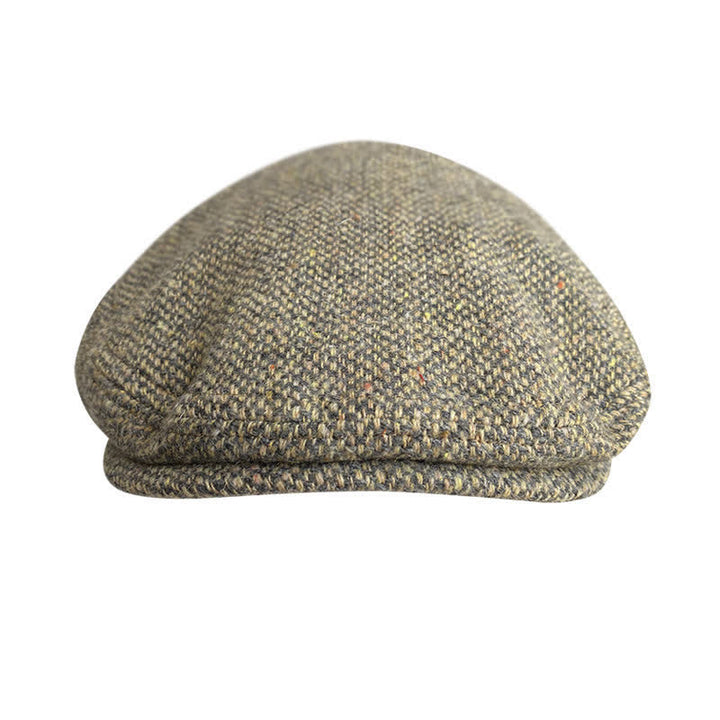 Casquette plaque en tweed à chevrons et à carreaux