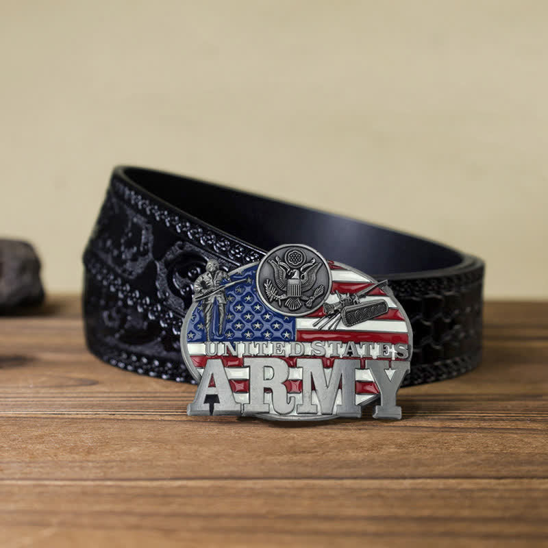 Ceinture en cuir à boucle militaire de l'armée américaine pour homme