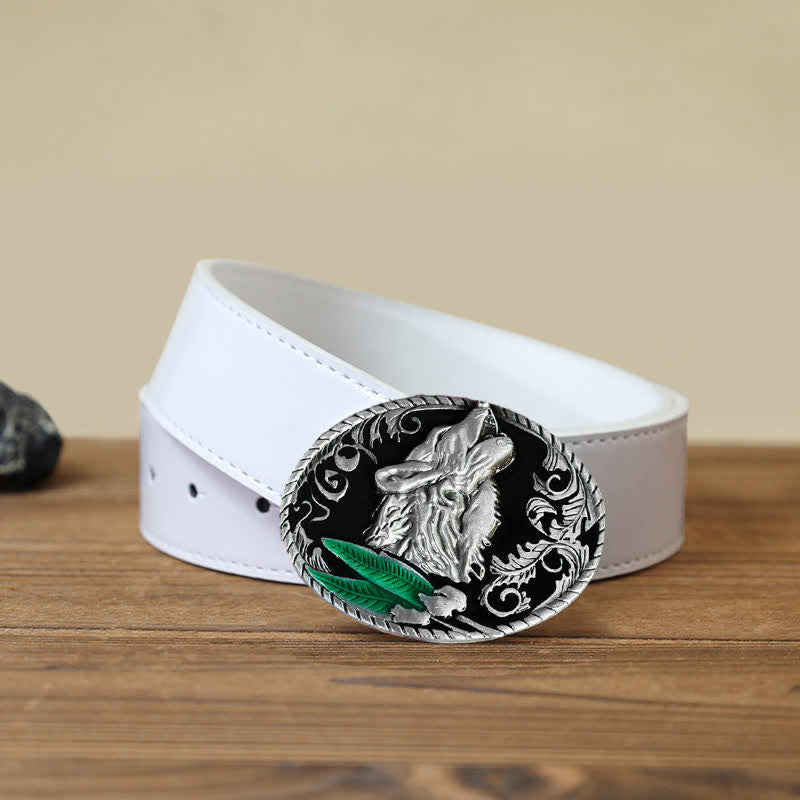 Ceinture en cuir à boucle tête de loup hurlant DIY pour homme