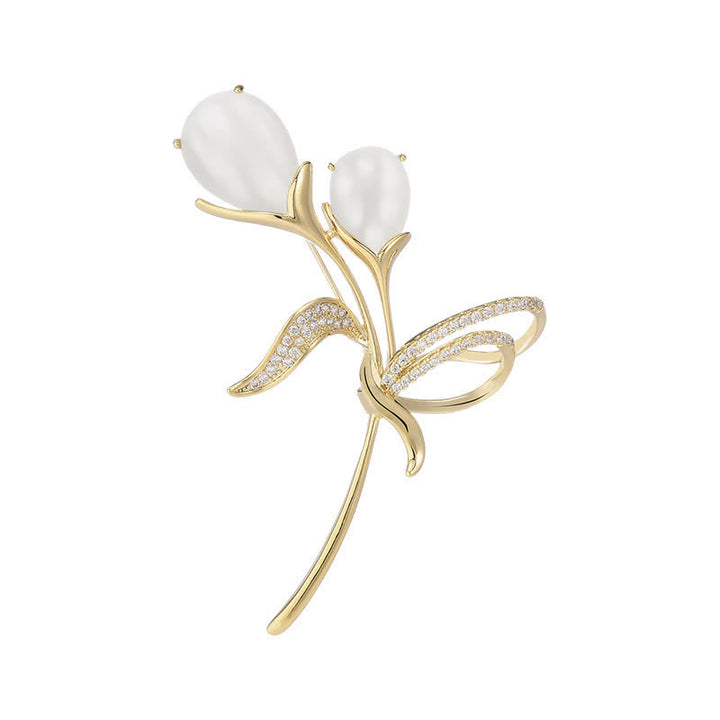 Broche exquise en perles de tulipe pour femme