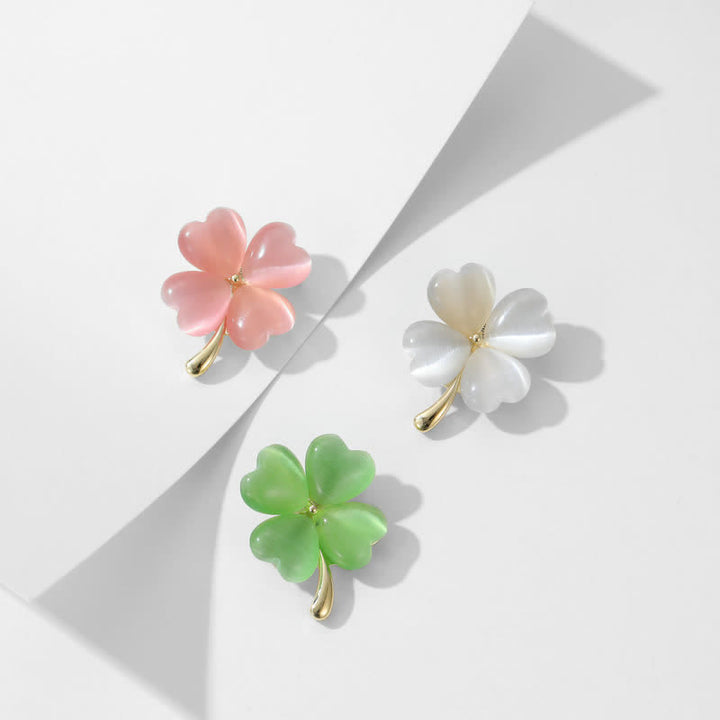 Broche trèfle à quatre feuilles porte-bonheur pour femme