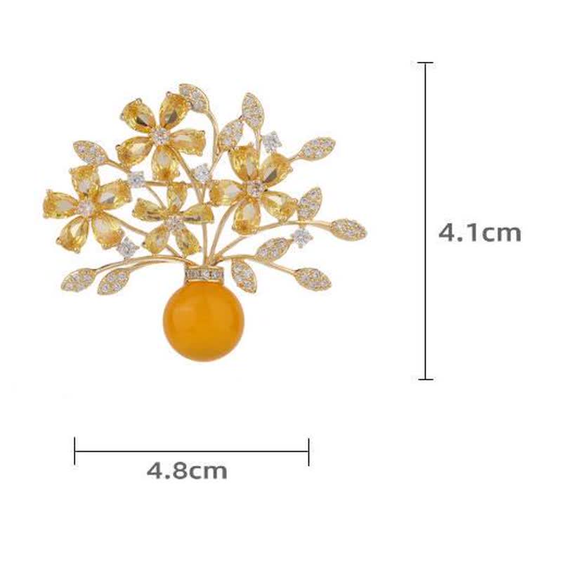 Broche vase bouquet de fleurs pour femme