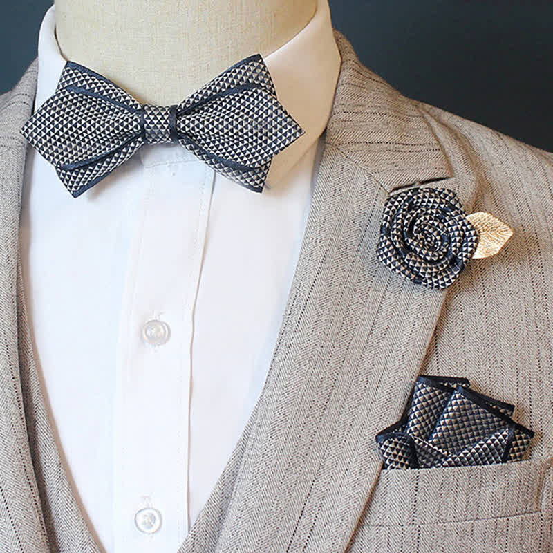 Ensemble de 3 nœuds papillons à micro-carreaux pour homme