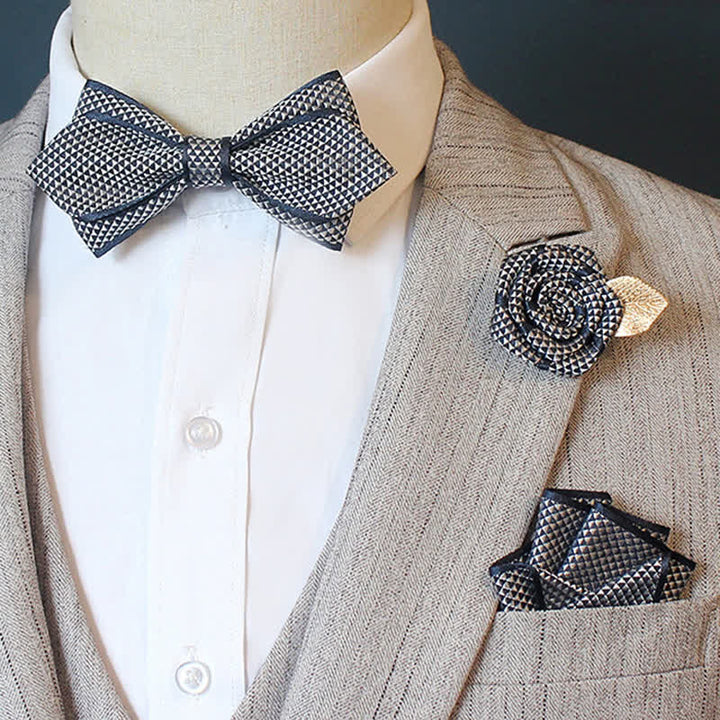 Ensemble de 3 nœuds papillons à micro-carreaux pour homme