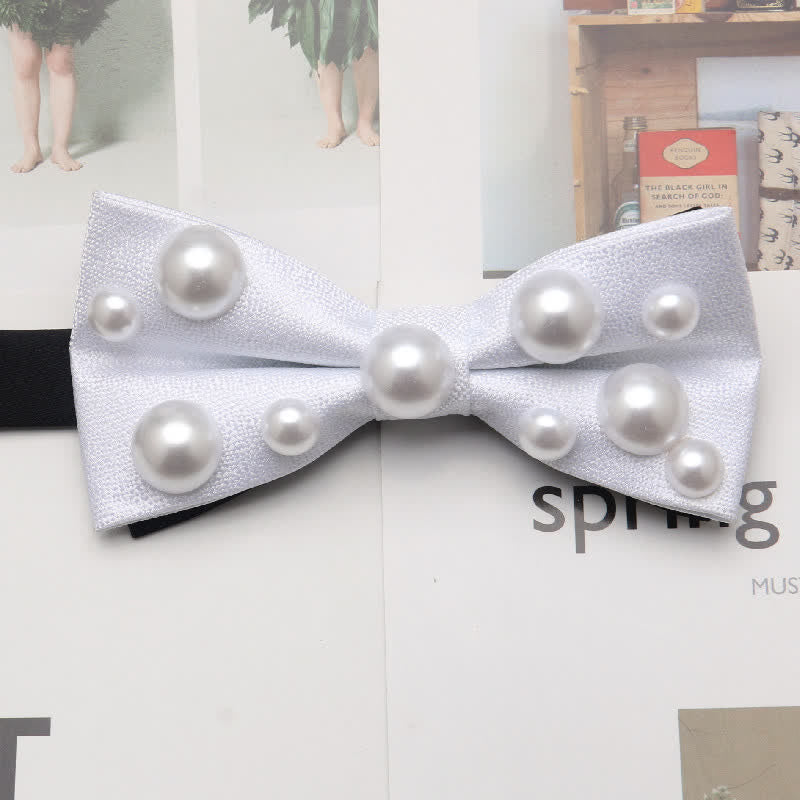 Nœud papillon de soirée dansante en perles artificielles - Blanc - image 1
