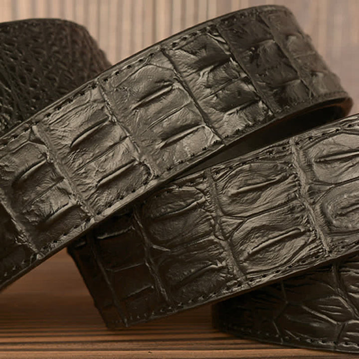 Ceinture en cuir à motif alligator cobra bouclé pour homme
