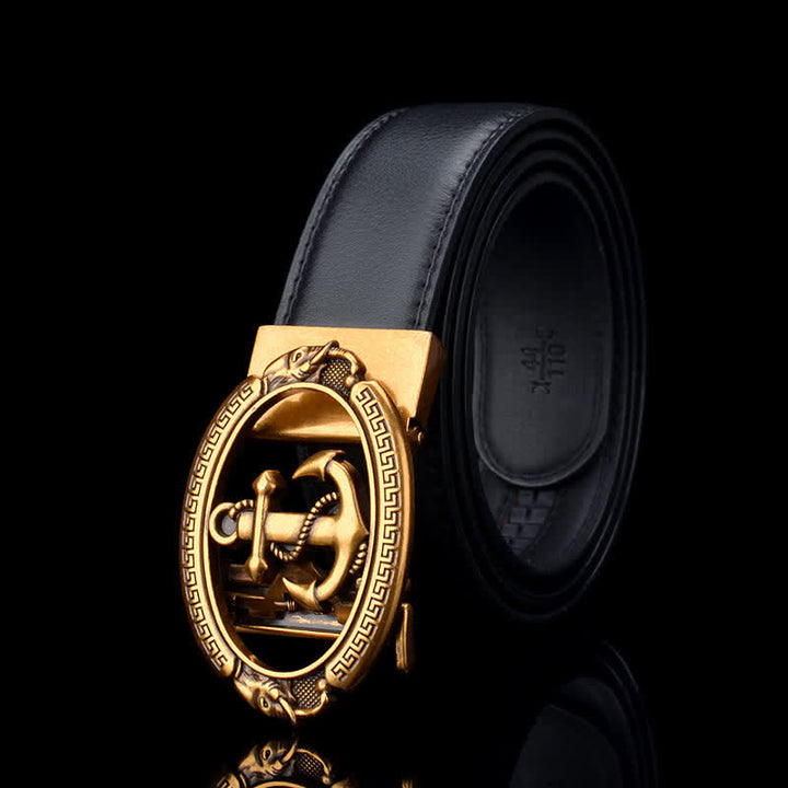 Ceinture en cuir pour homme avec motif ancre de bateau