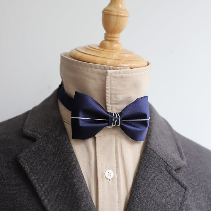 Nœud papillon uni à chaîne Bling pour homme