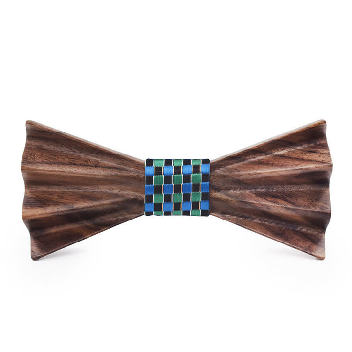 Nœud papillon en bois plié 3D stéréo foncé pour homme - Vert - image 3