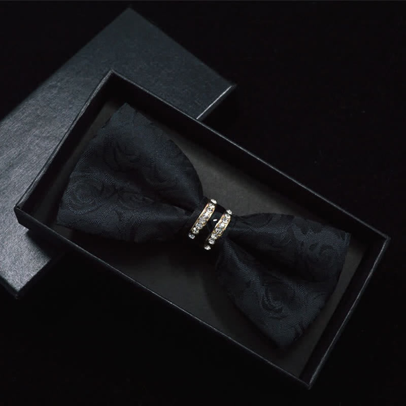 Nœud papillon à rayures et strass pour homme, motif cachemire et fleurs
