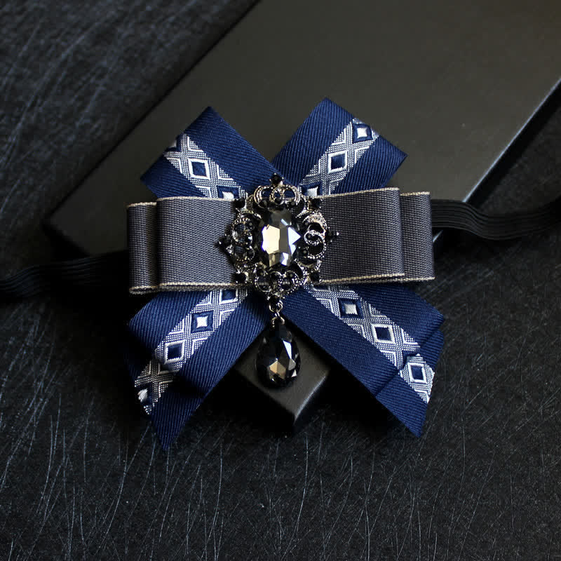 Nœud papillon de luxe en strass bleu avec goutte d'eau