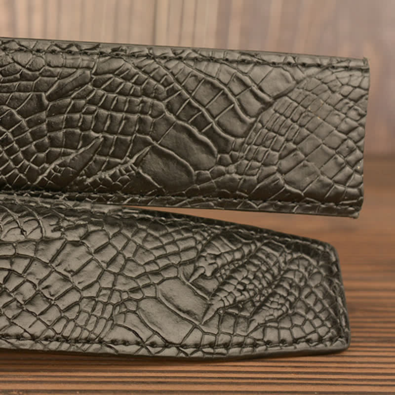 Ceinture en cuir pour homme avec motif crocodile et aigle sculpté