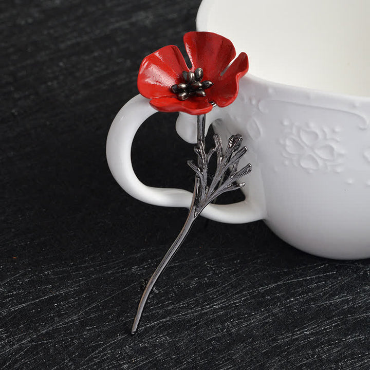 élégante Broche en forme de coquelicot rouge pour femme