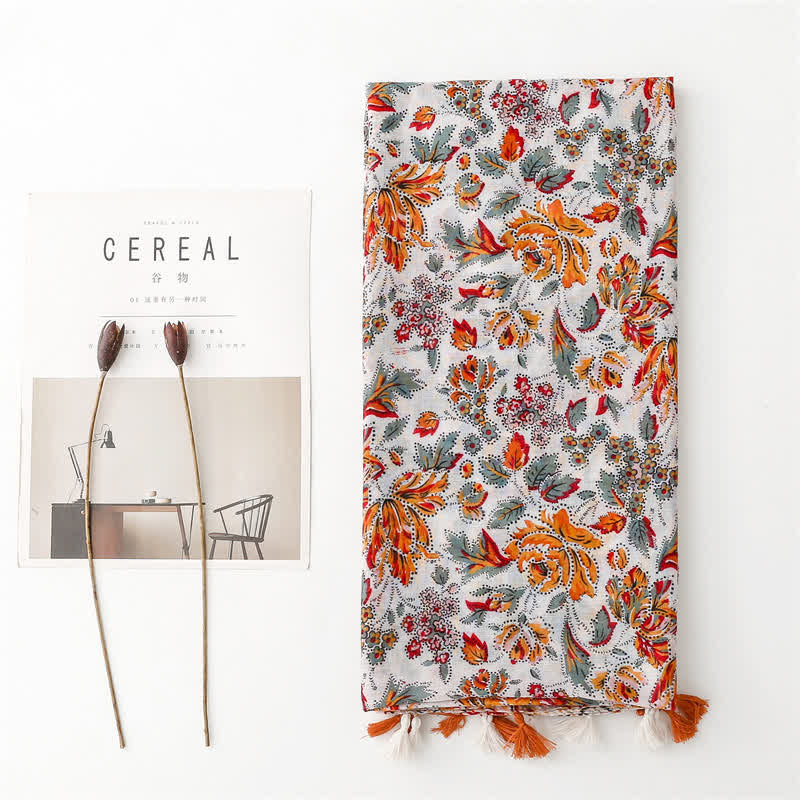 Foulard cape de plage ethnique bohème orange pour femme