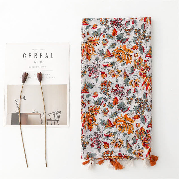 Foulard cape de plage ethnique bohème orange pour femme