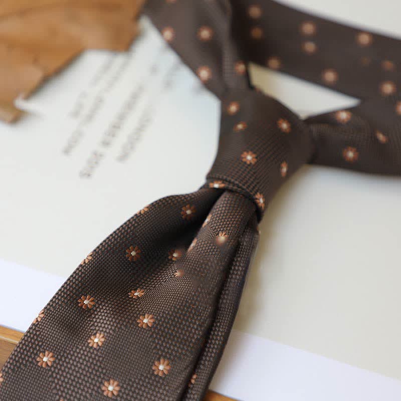 Cravate à rayures pour homme, série couleurs café, motif cachemire