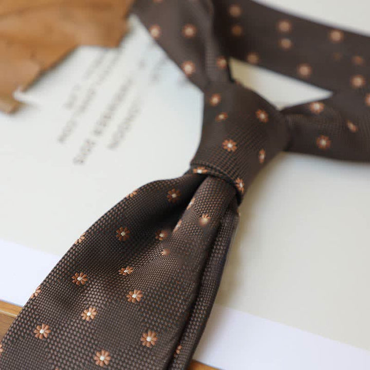 Cravate à rayures pour homme, série couleurs café, motif cachemire