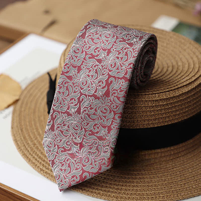 Cravate pour homme à motif vignes mystérieuses exotiques rose et gris