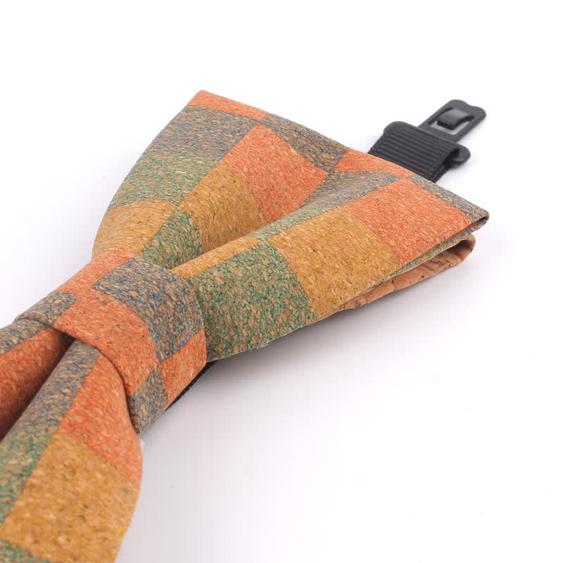 Nœud papillon multicolore à imprimé géométrique en grain de bois pour homme