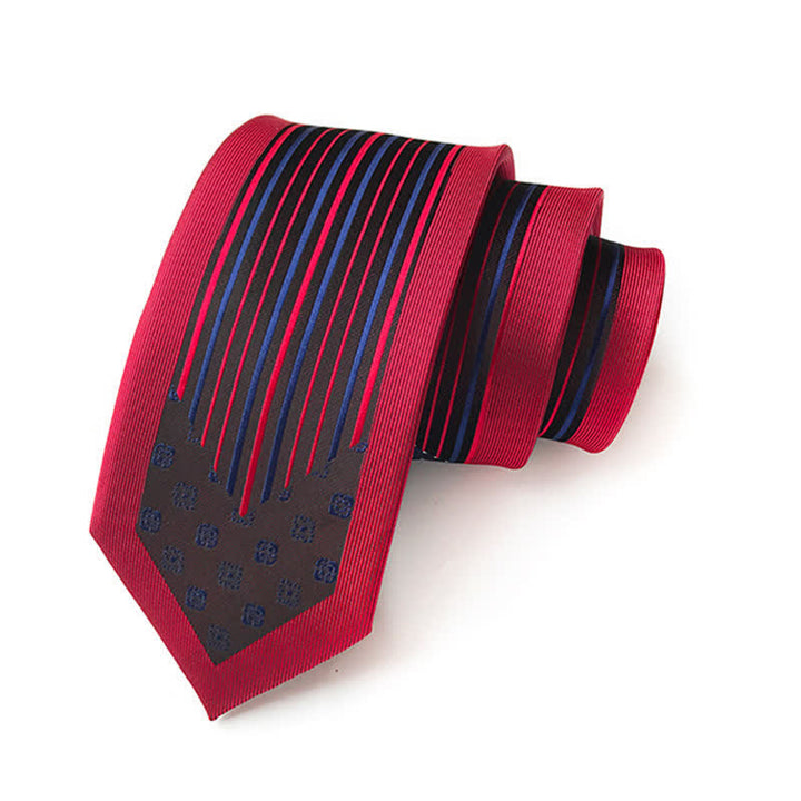 Cravate rayée à motif cachemire et à fleurs pour homme Collision Inspire - Rouge et bleu marine - image 3
