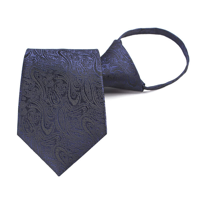 Cravate décontractée à fermeture éclair pour homme avec motif cachemire - Bleu marine - image 0