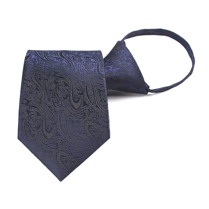 Cravate décontractée à fermeture éclair pour homme avec motif cachemire - Bleu marine - image 0