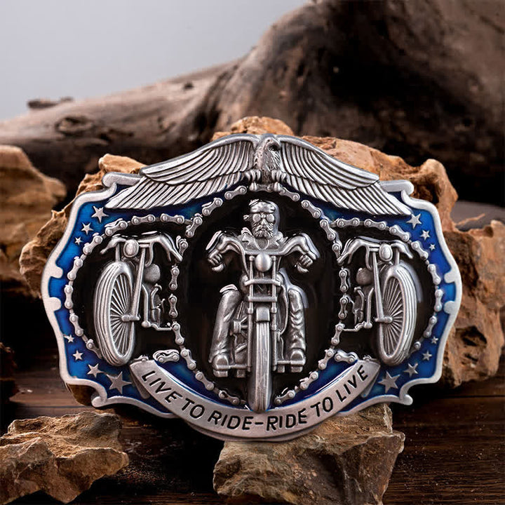 Ceinture en cuir à boucle de moto DIY Live to Ride pour homme
