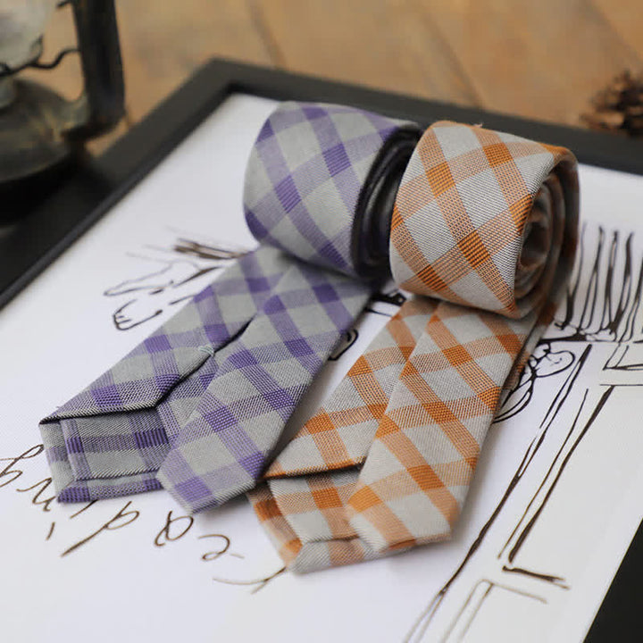 Cravate à carreaux bicolore style preppy pour homme - image 0