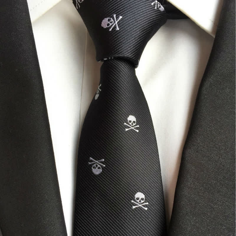 Cravate pour homme avec squelette et os croisés pour Halloween - image 0