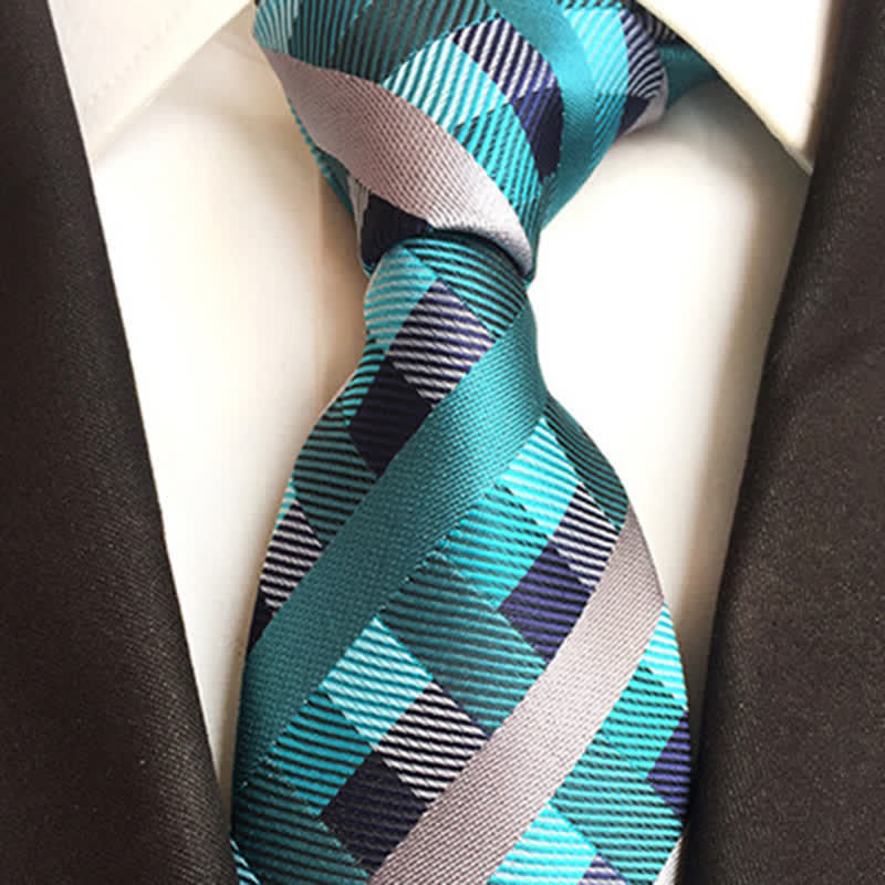 Cravate habillée à carreaux multicolores pour homme - image 8