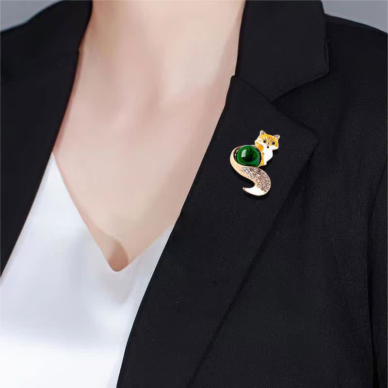 Broche renard en émail pour femme