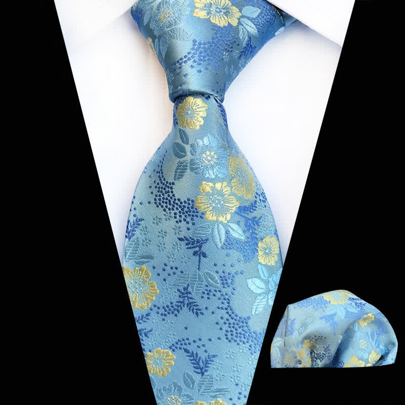 Ensemble de 2 cravates à fleurs de prunier pour homme - Bleu clair - image 7