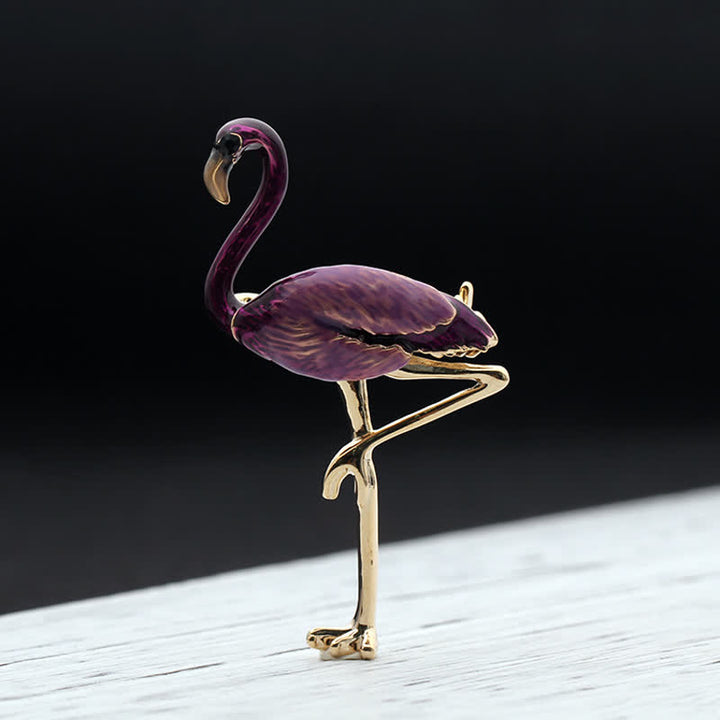 Broche flamant exotique en émail pour femme