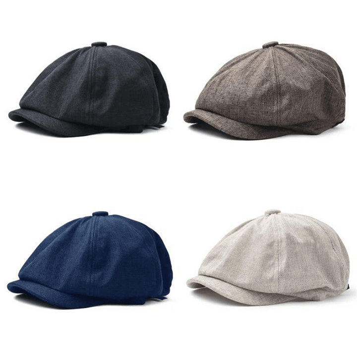 Casquette béret octogonale décontractée en lin respirant - image 1