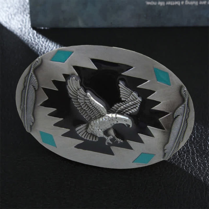 Ceinture en cuir à boucle pour homme avec motif aigle volant occidental