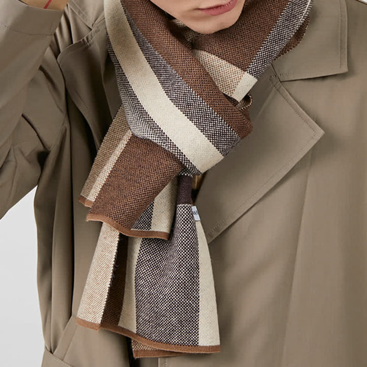 Écharpe d'hiver classique à rayures et carreaux pour homme