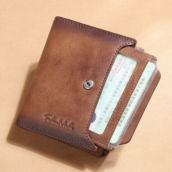 Portefeuille en cuir véritable de grande capacité avec plusieurs emplacements pour cartes et antivol RFID