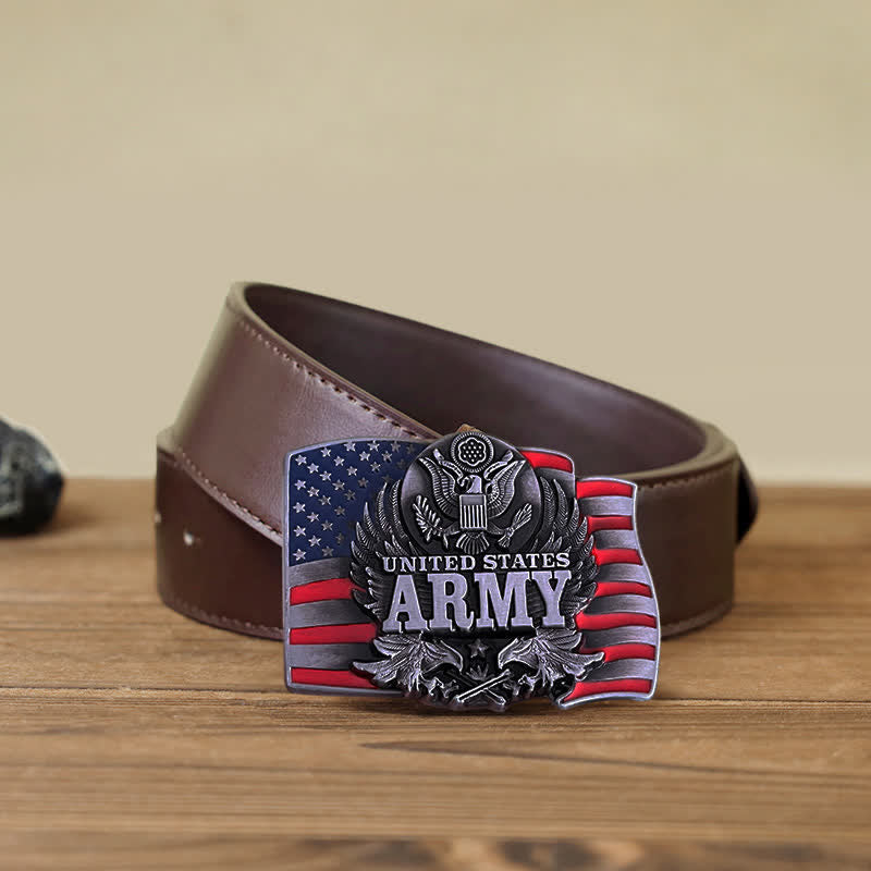Ceinture en cuir à boucle de l'armée américaine pour homme
