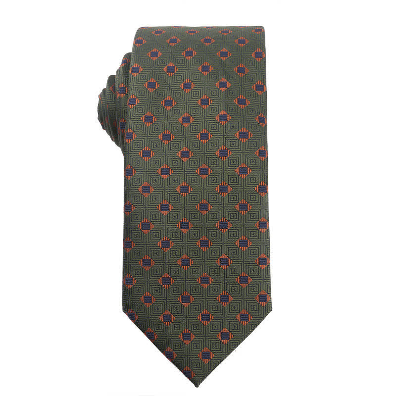 Cravate pour homme série orange vert forêt - Carré - image 4