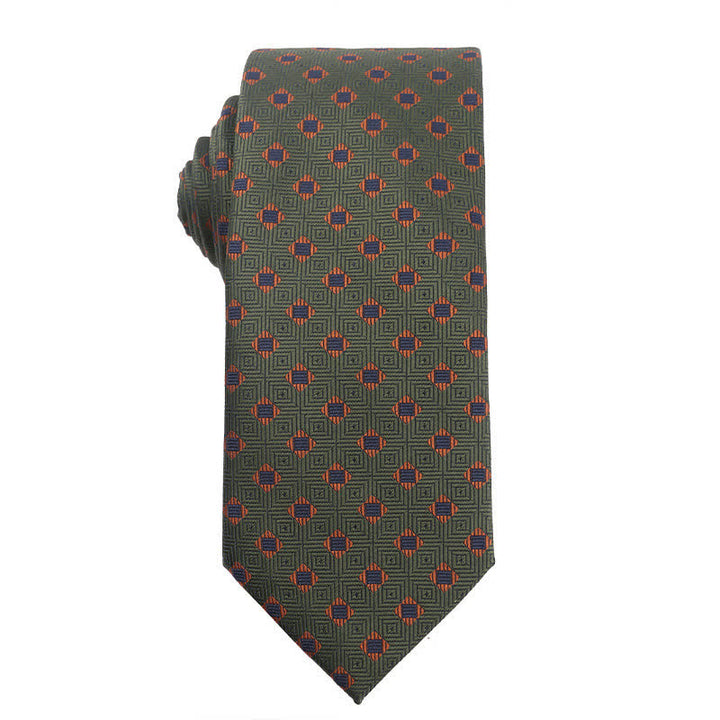 Cravate pour homme série orange vert forêt - Carré - image 4