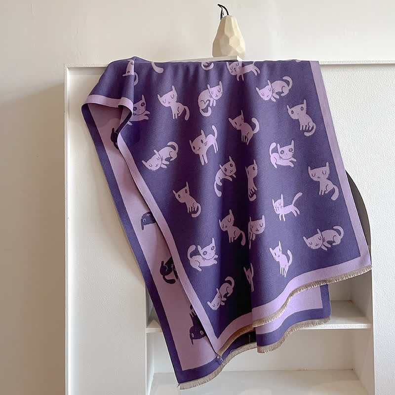 Écharpe grande taille pour femme, chaude et résistante au froid, avec imprimé chat