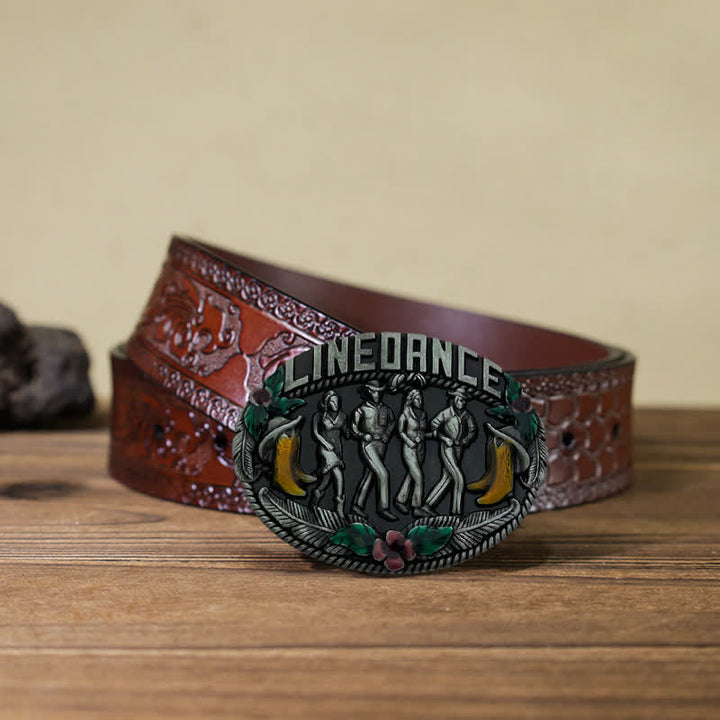Ceinture en cuir à boucle pour danse en ligne western pour homme